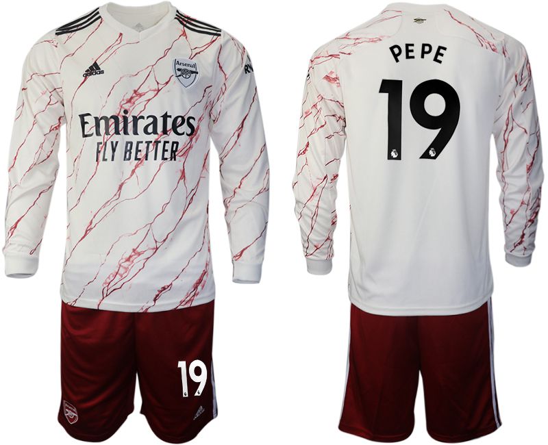 Men 2020-2021 club Arsenal away long sleeve #19 white Soccer Jerseys